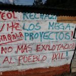 Graffiti along the road in Nebaj, referring to Xacbal Hydroelectric dam in Chajul